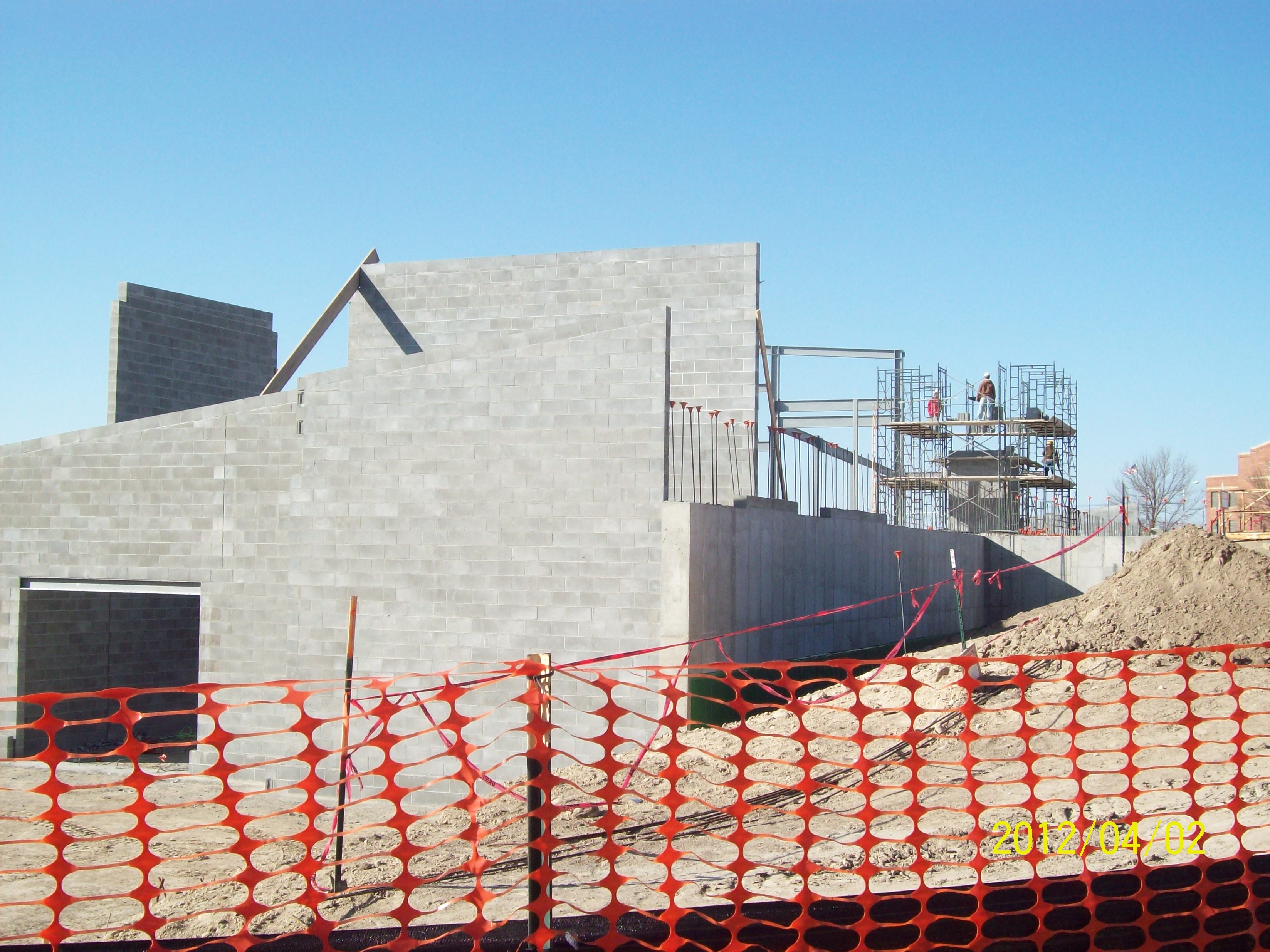 Working on elevator shaft